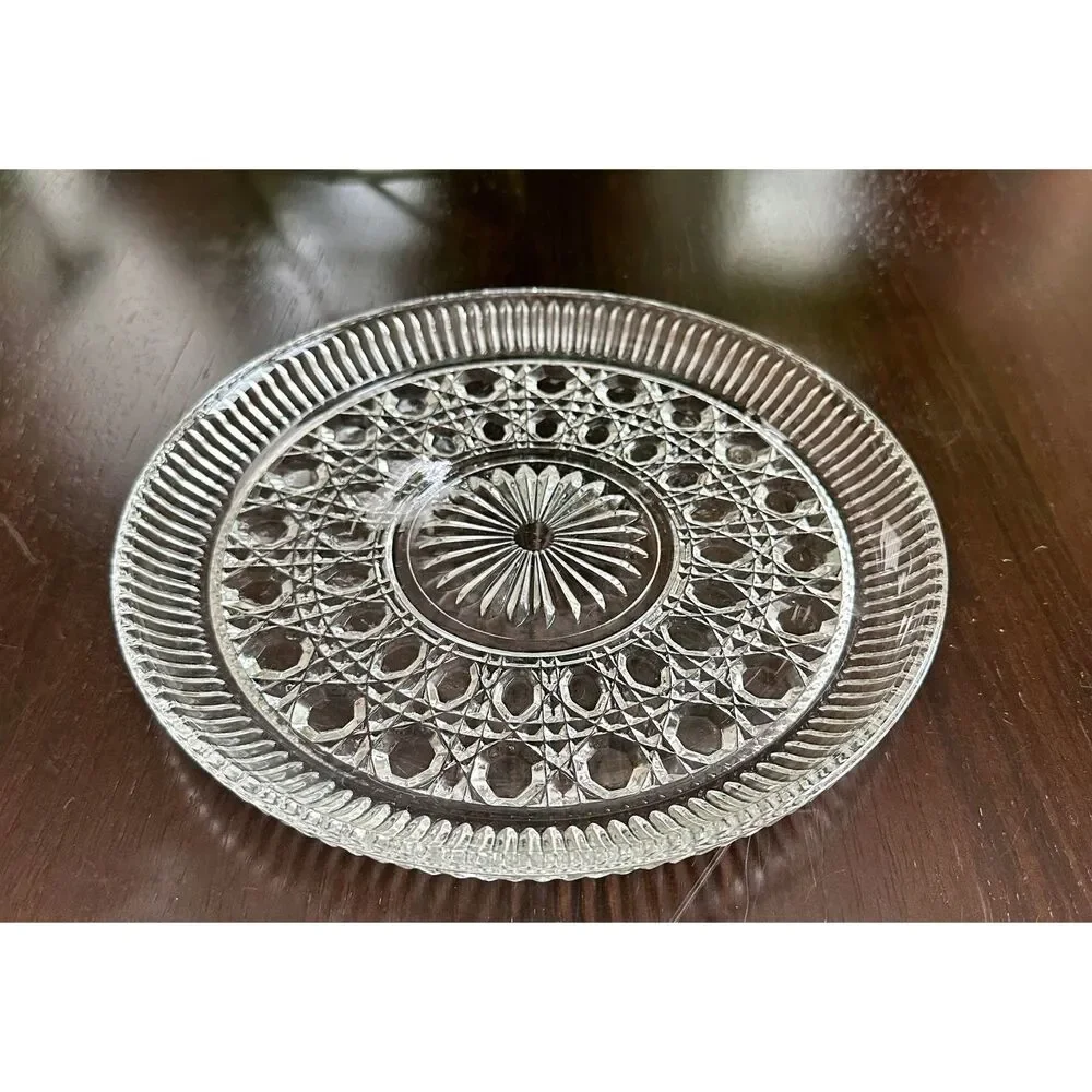 Vintage 70's Federal Glass Serving Plate Windsor Starburst Pattern 9